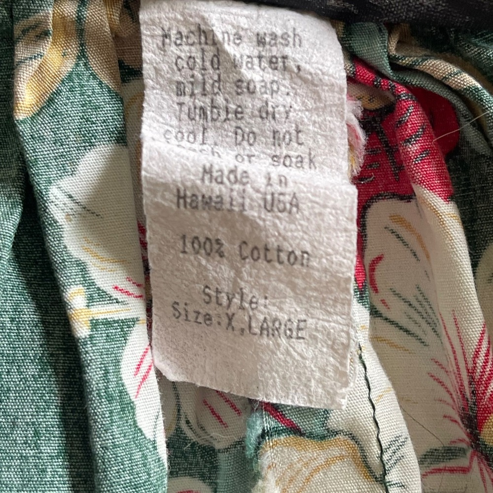 Tamare Hawaiian Islands Vintage Green Floral Muumuu Dress XL Cotton Made in USA - Picture 8 of 8